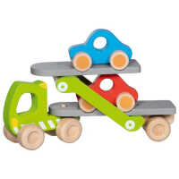 Goki Autotransporter mit 2 Fahrzeugen 2+ aus Holz
