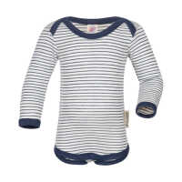 Engel Body, langarm natur/marine 98/104 aus Wolle kbT/Seide