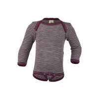 Engel Baby langarm Body geringelt aus Wolle kbT/Seide