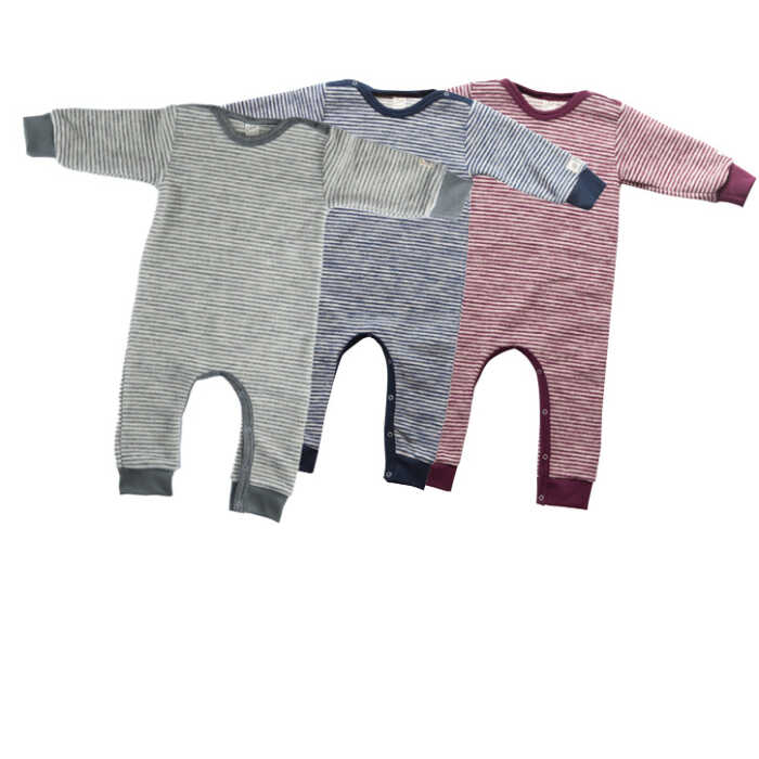 Lilano Baby Anzug 86 marine mit Bündchen aus Wollfrottee kbT