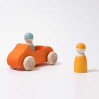 Grimms Großes Cabrio Orange mit 2 Holzfiguren 1+