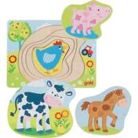 Goki Schichtenpuzzle Bauernhoftiere,  2+ Holz
