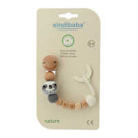 Sindibaba Faultier Schnullerkette "I love Mom", grau