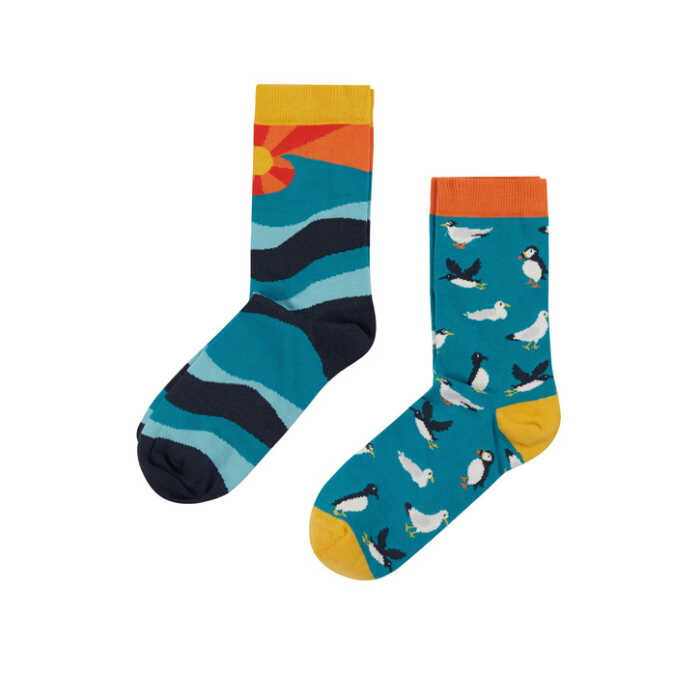 Frugi Big Foot 2er Pack, Camper Blue Sealife