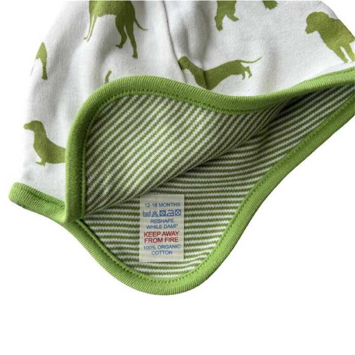 Pigeon Kinder Baumwoll Wendemütze  6-12M dogs, GOTS-zertifiziert