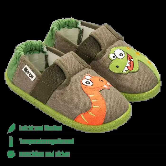 Nanga Nessi Slipper wald Kinder Hausschuh aus Biobaumwolle kbA