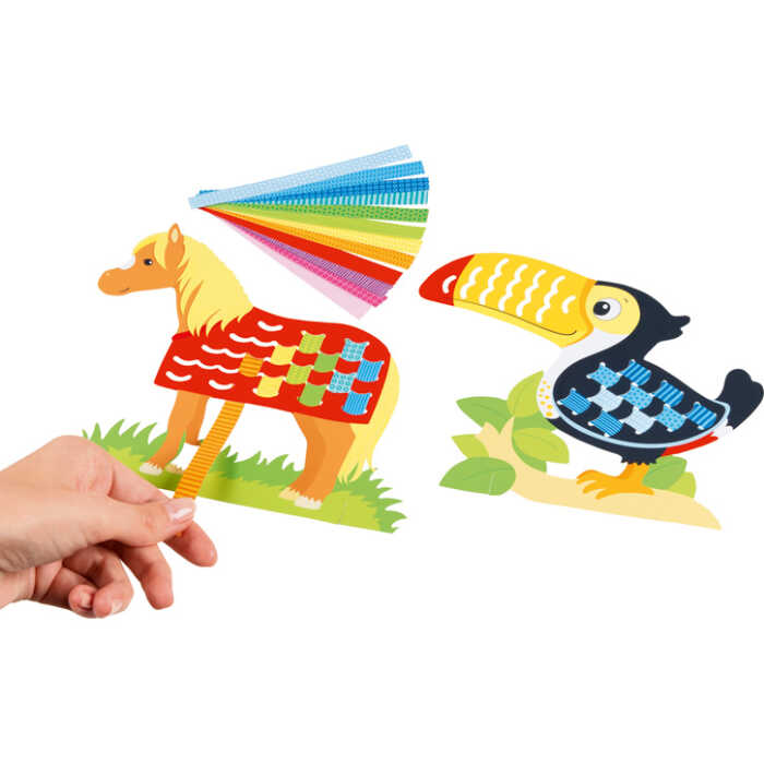 Goki Bastelset Flecht- und Webbilder Tiere, 3+