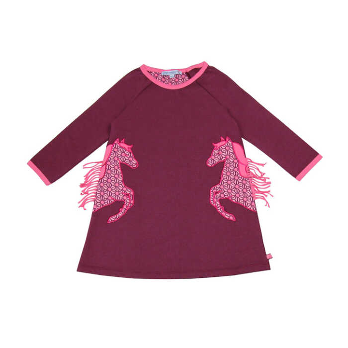 Enfant Terrible Sweatkleid Pferdeapplikation 86/92 bordeaux