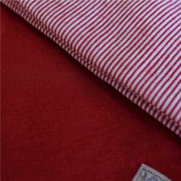Lilano Decke Schurwolle KbT/Seide Jersey rot/ rot Ringel 80x90cm