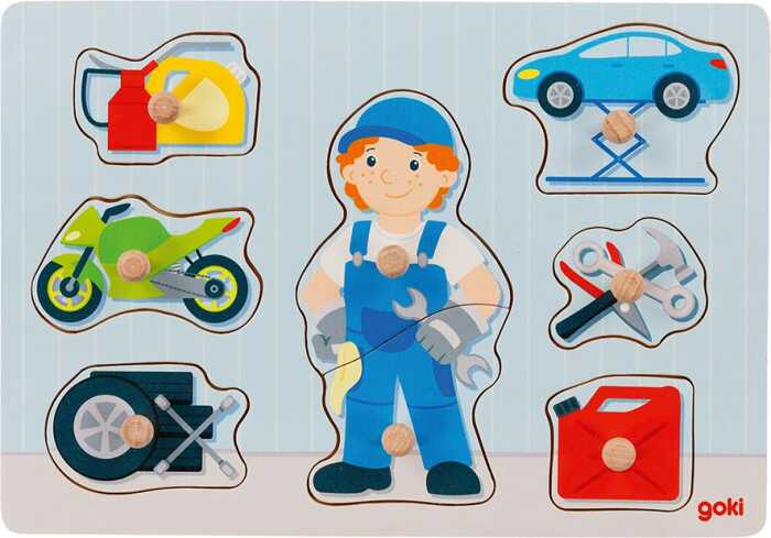Goki Einlegepuzzle Automechaniker 57407 1+ Holz