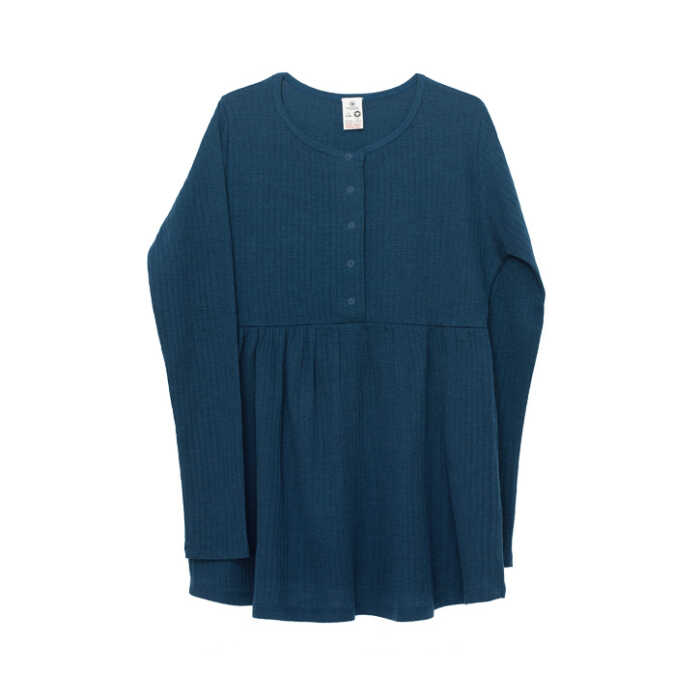 obf Tunika Umstandsshirt Langarm Bio-Merino Farbenspiel Petrolblau, 21055