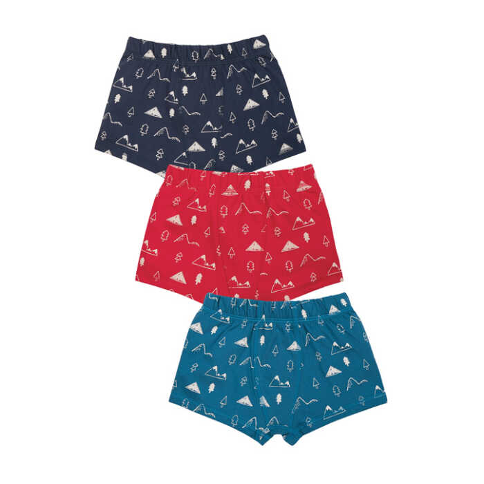 Frugi Sean Printed Boxer Shorts 3 pack, Mountain Multi