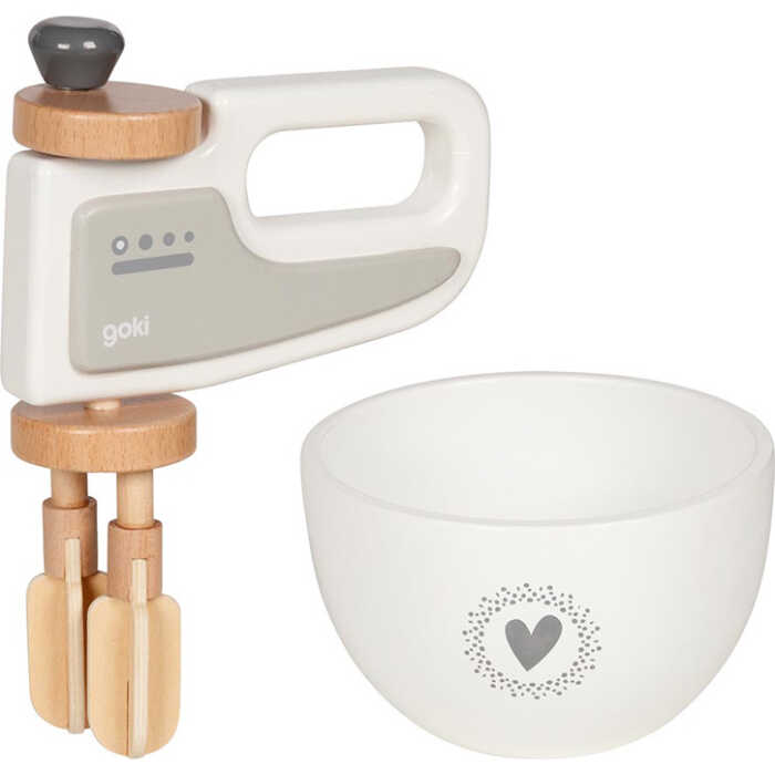 Goki Handmixer mit Rührschüssel aus Holz Kinderküche 3+