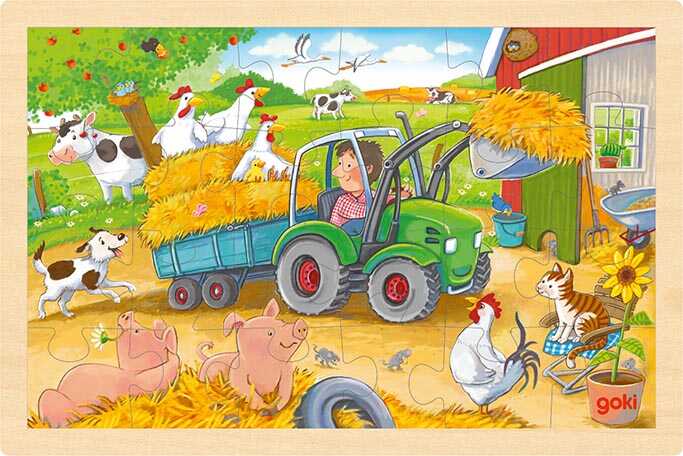 Goki Einlegepuzzle Kleiner Traktor 57420 3+ Holz