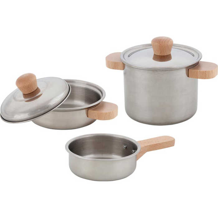 Goki Kochset Sterneküche, 2 Töpfe und 1 Pfanne 3+ Holz