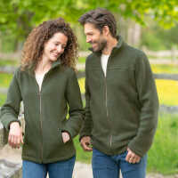 Engel Damen-Jacke, m. RV, schilf melange, 34/36, Woll-Fleece