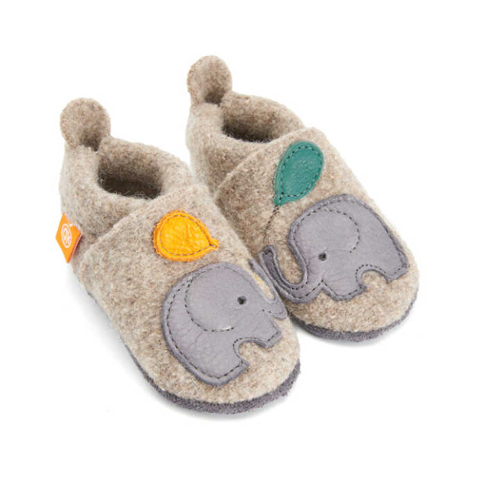 Orangenkinder Wolli Elefant Bio Nappaleder Hausschuh
