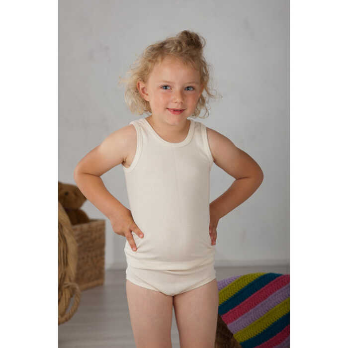 Cosilana Kinder-Unterhemd ohne Arm Wolle kbT/Seide