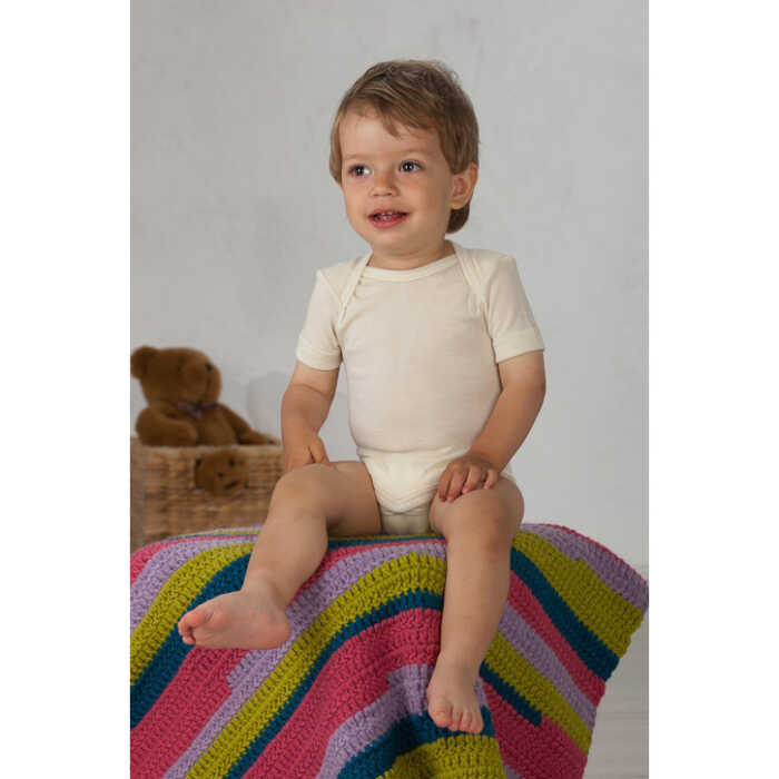 Cosilana Baby Body kurzarm aus Wolle/Seide uni