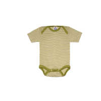 Cosilana Baby Body kurzarm aus Wolle/Seide geringelt