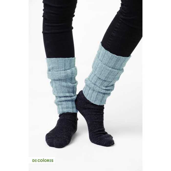 De Colores Beinstulpe blau/grün Töne aus Alpaka Rippstrick