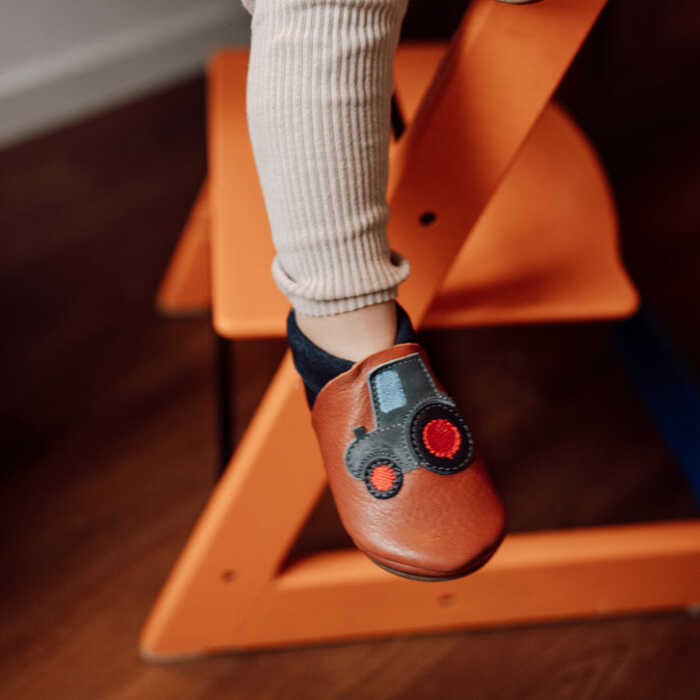Orangenkinder AMIGO KIGA Motiv Bio Nappaleder mit rutschfester Sohle