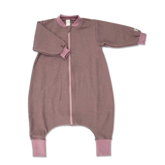 Lilano Schlafsack UNI mit Füßen 86/92 mauve aus Wolle/Seide