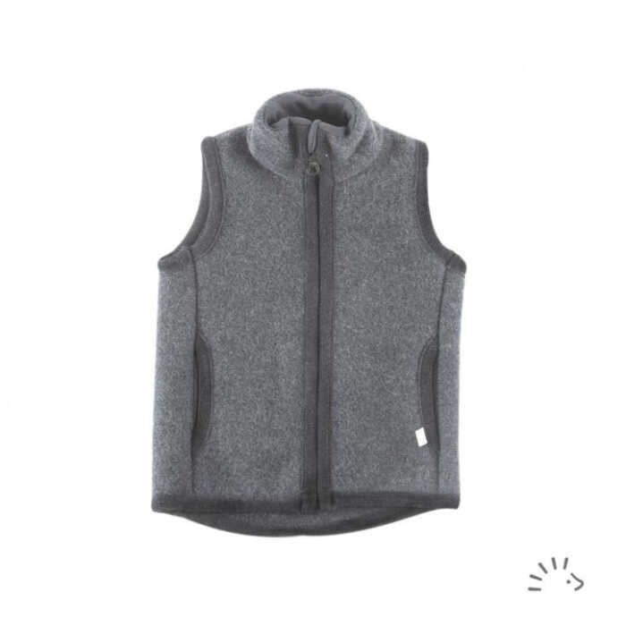 Iobio Gilet Kinderweste 110/116 anthrazit  aus Wollwalk GOTS