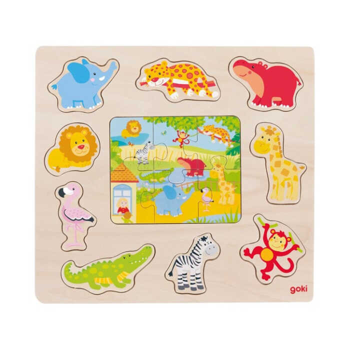 Goki Einlegepuzzle Zootiere 2+ Holz