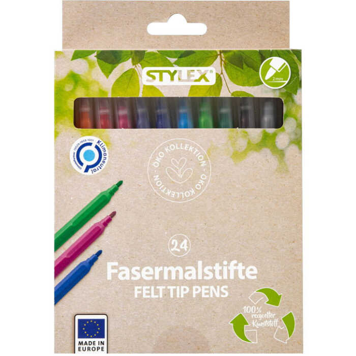 Aurich Stylex 24er Fasermalstifte aus 100 % recyceltem Kunststoff
