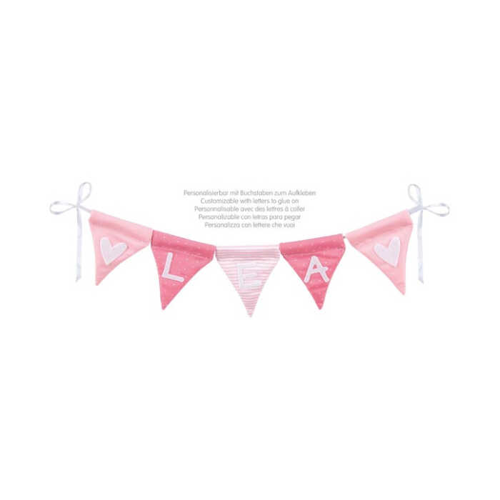 Goki Buchstabenwimpelkette rosa, mit 10 Wimpeln