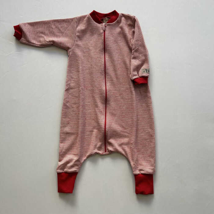 Lilano Schlafsack Ringel mit Füßen 74/80 rot Wolle kbT/Seide