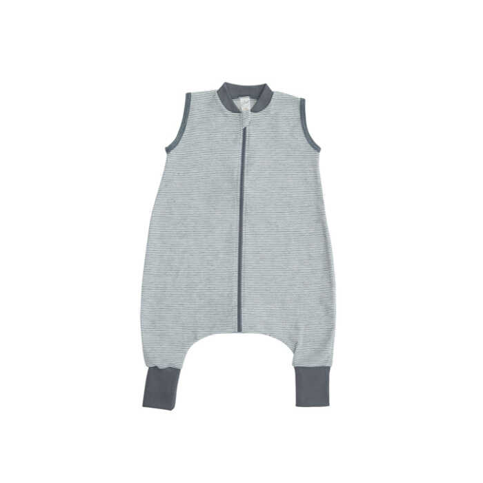 Lilano Schlafsack ohne Arm mit Füßen 98/104 hellgrau ringel