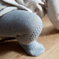 GoBabyGo 74/80 Grey Melange Krabbelstrumpfhose aus Baumwolle
