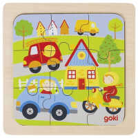 Goki Einlegepuzzle Fahrzeuge 2+ Holz 9teilig