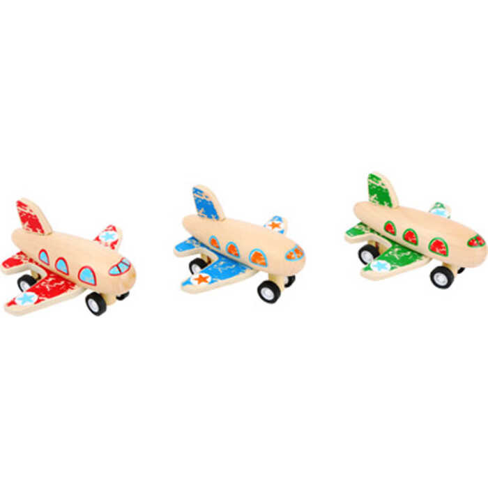 small foot bunte Flugzeuge mit Rückzugsmotor aus Holz