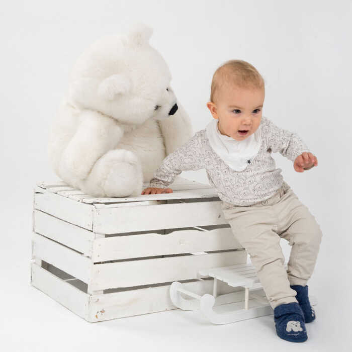 Nanga hoher Baby Hausschuh mit Klett aus Schurwolle Design