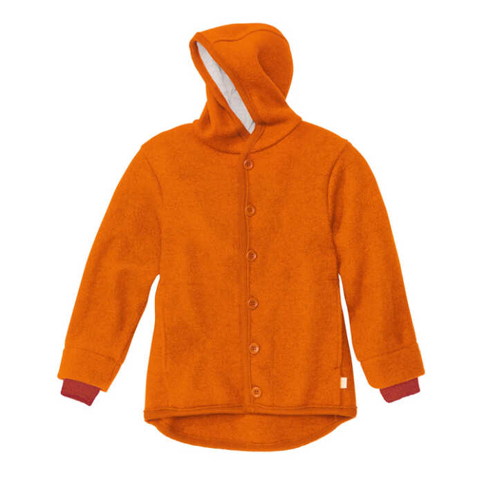 Disana Walkjacke 122/128 orange aus Wolle kbT/Baumwollfutter