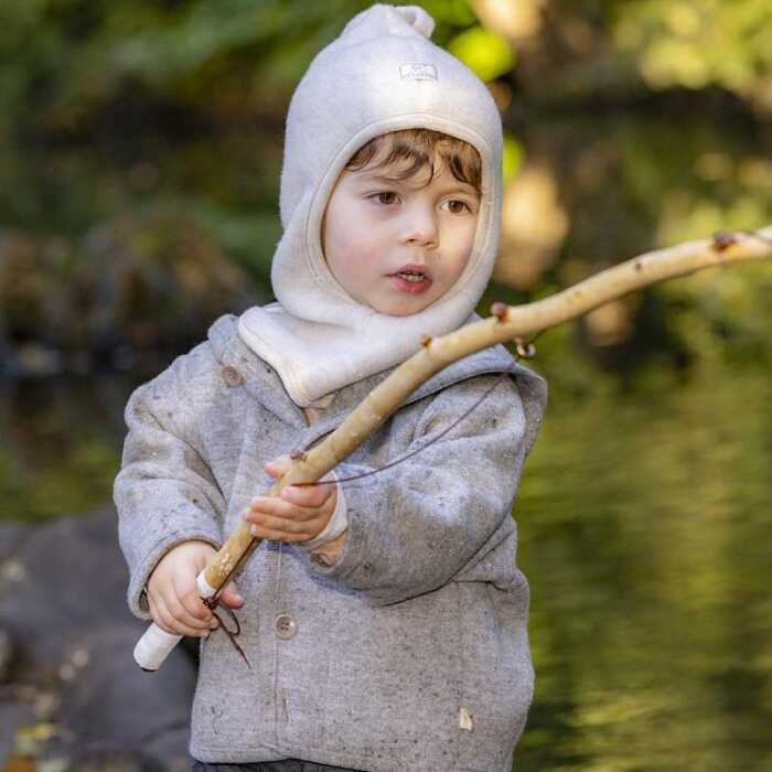 Pickapooh Mara 54 natur melange Winter Schlupfmütze aus Wollfleece kbT
