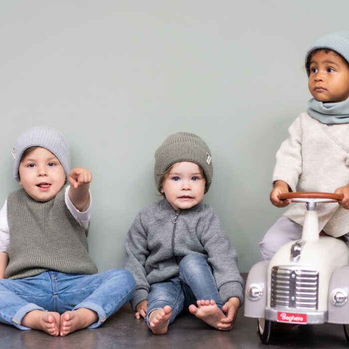 Halfen Strick-Beanie Merinowolle Kinder Wintermütze