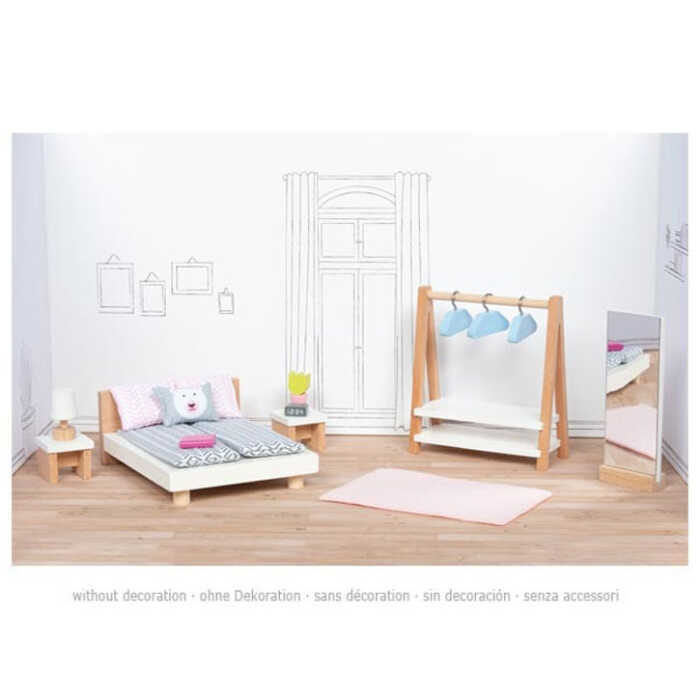 Goki Puppenhausmöbel Style Schlafzimmer aus Holz