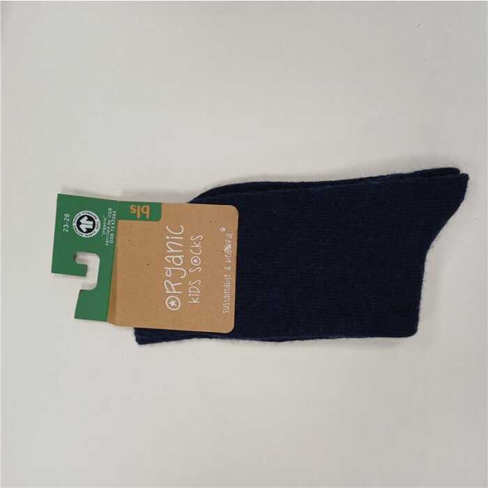 bls Kinder Socken 23/26 marine aus Bio Wolle/Baumwolle