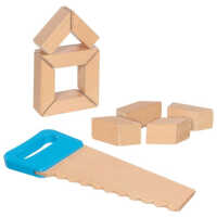Goki Kinder Säge und Holzbausteine mit Klettverbindungen 2+ Holz