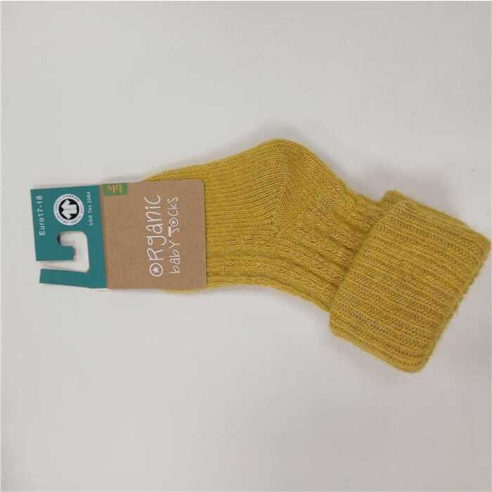 bls Baby Socken 19/20 senf Jacquard aus  Bio Wolle/Baumwolle GOTS