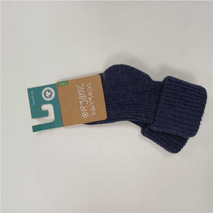 bls  Baby Umschlag Socke 15/16 marine aus Bio Baumwolle/Kaschmir GOTS