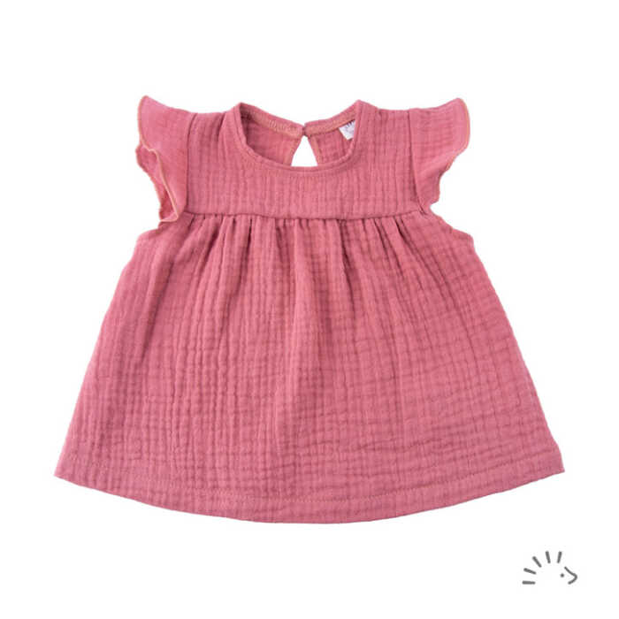 Iobio Lena Babyshirt mit Rüschen raspberry Musselin Top GOTS
