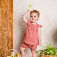 Iobio Lena Babyshirt mit Rüschen raspberry Musselin Top GOTS