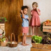 Iobio Kinder Kurzarm Kleid Lena topaz green Musselin GOTS