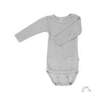 Iobio Baby Body langarm 86/92 hellgrau Wolle kbT/Seide GOTS