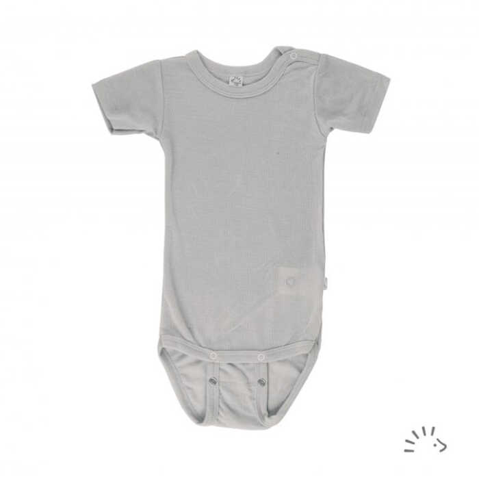 Iobio Baby Body kurzarm 86/92 hellgrau Wolle kbT/Seide GOTS